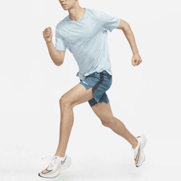 Футболка Nike Dri-FIT ADV TechKnit Ultra Solid Color Reflective Running Sports Short Sleeve Light Blue Gray, мультиколор — фото 3
