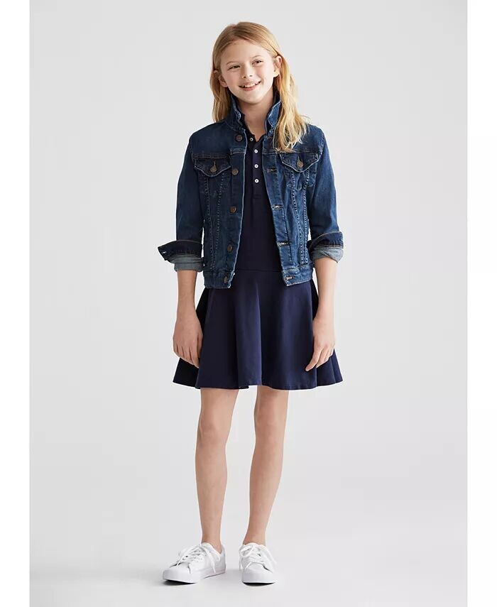 

Джинсовая куртка и платье для больших девочек Polo Ralph Lauren, белый