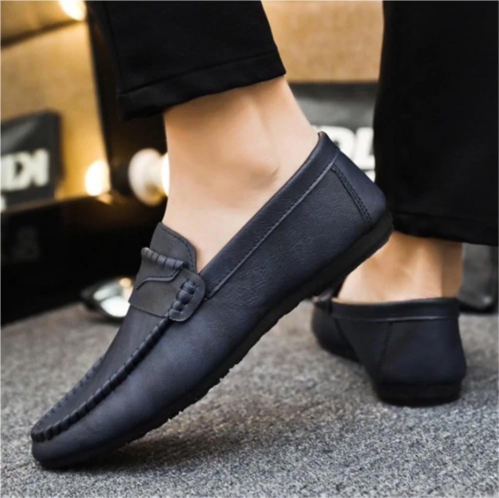Мокасины кожаные Mens Slip On Moccasin Loafers, синий DHFIRUFSHLO — фото 2