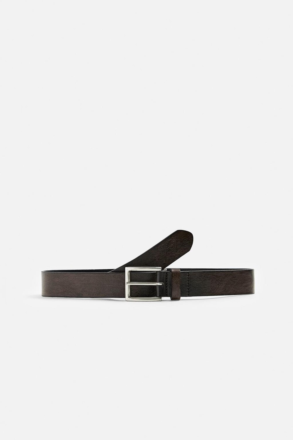 

Кожаный ремень с винтажным эффектом ZARA, коричневый