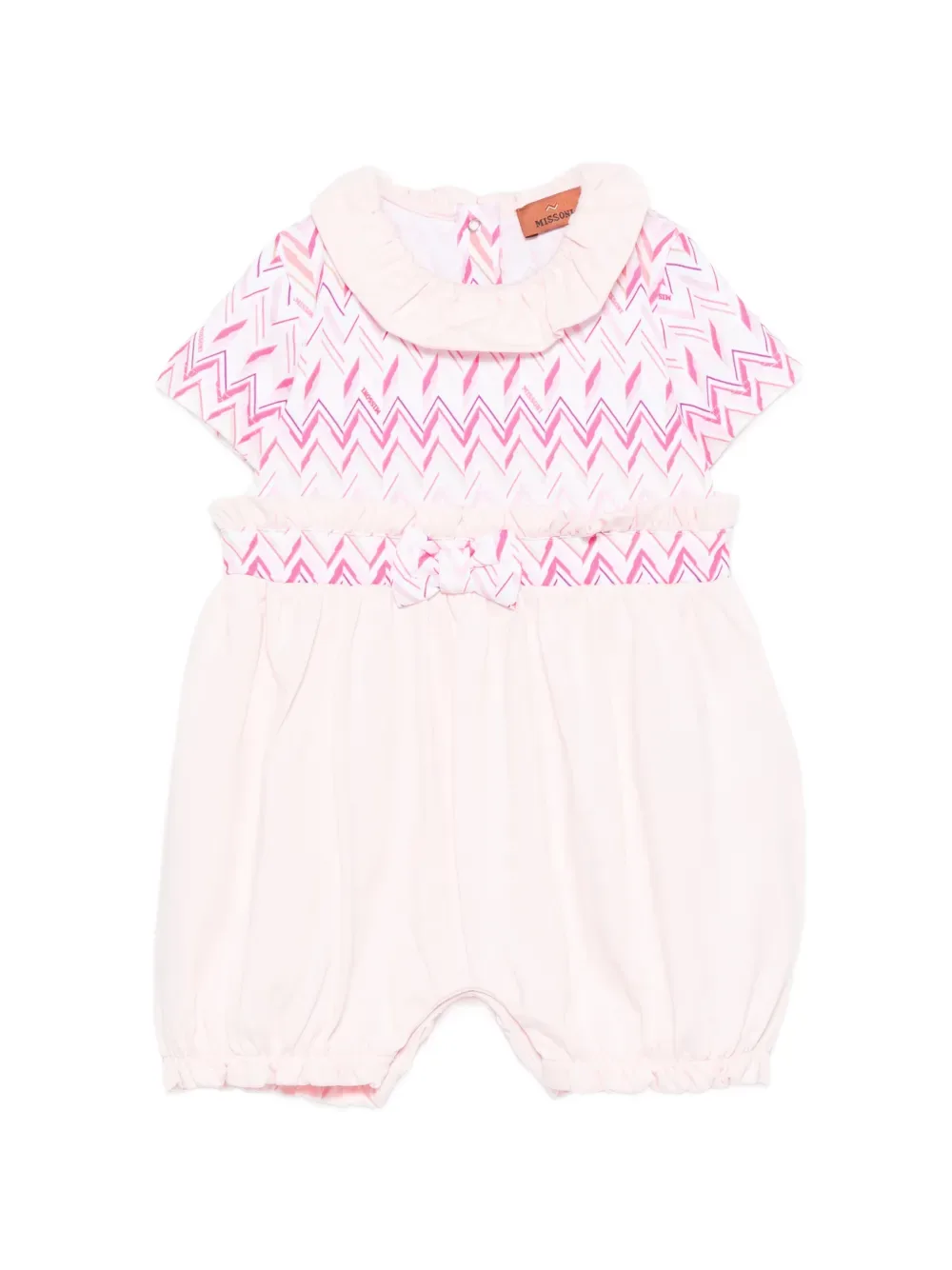 Детский комбинезон с воланами и зигзагообразным узором Missoni Kids, розовый