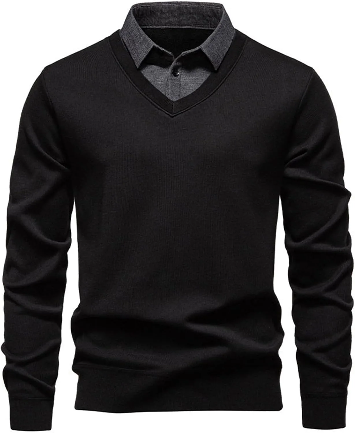 

Свитер Xiaojmake мужской V-образный вырез вязаный пуловер