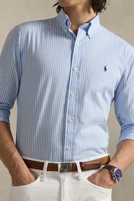 Рубашка хлопковая Polo Ralph Lauren, синий — фото 4