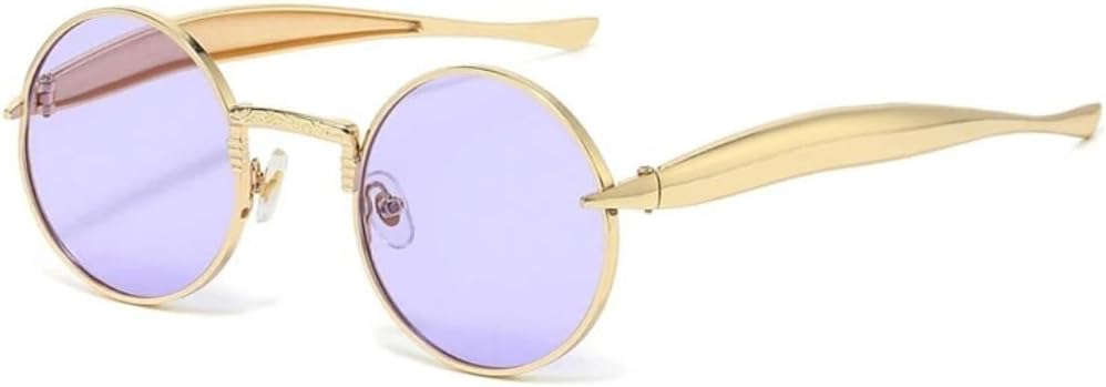 

Ретро маленькие круглые металлические мужские солнцезащитные очки, модные прозрачные линзы цвета океана, защита от УФ-излучения UV400, женские трендовые очки в стиле панк AHSGDVC, Golden Purple