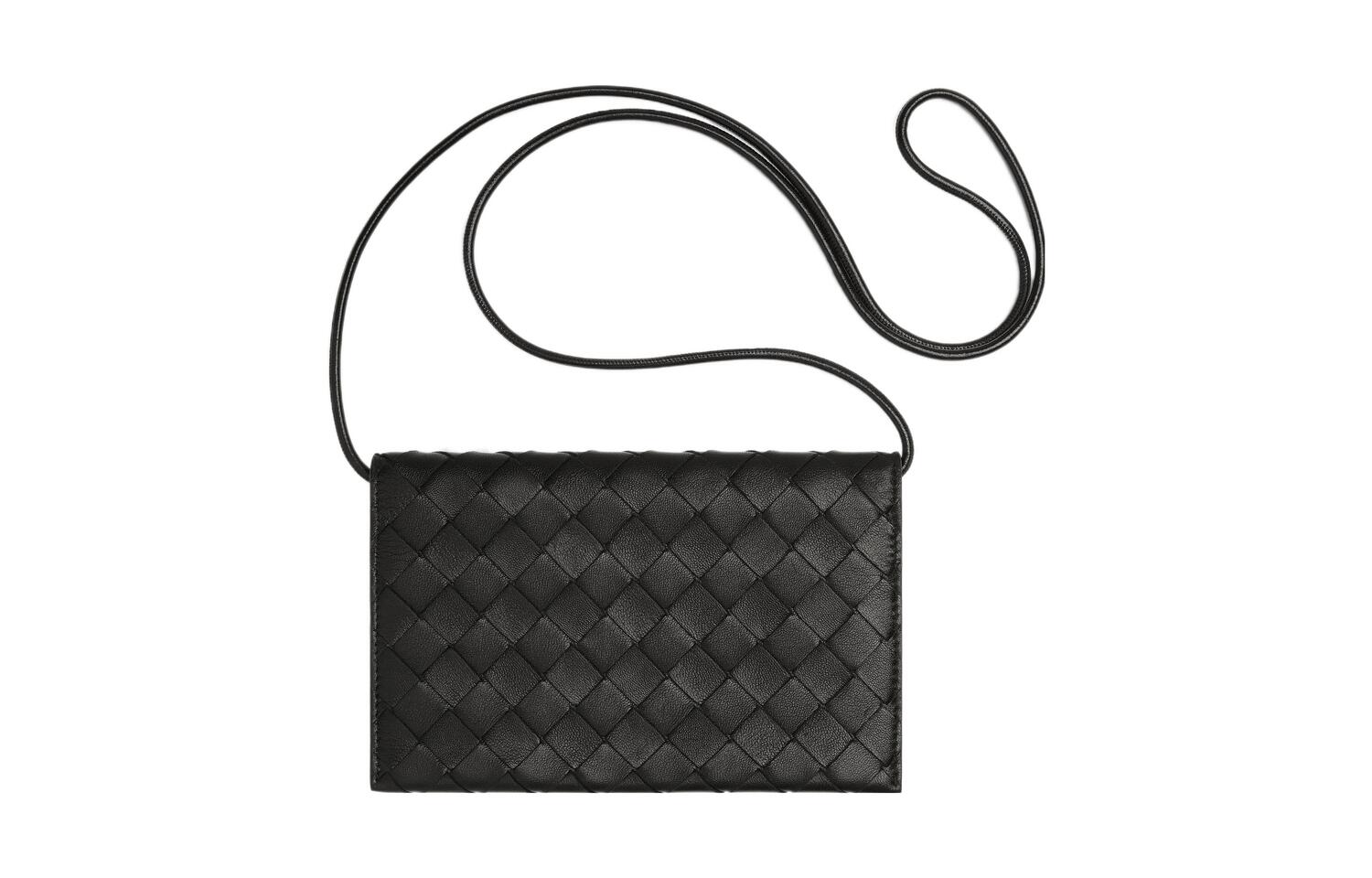 

Сумка через плечо из овчины, кошелек женский черный Bottega Veneta