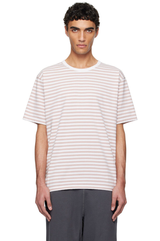 

Футболка COOLMAX Stripe Jersey в розово-белую полоску nanamica