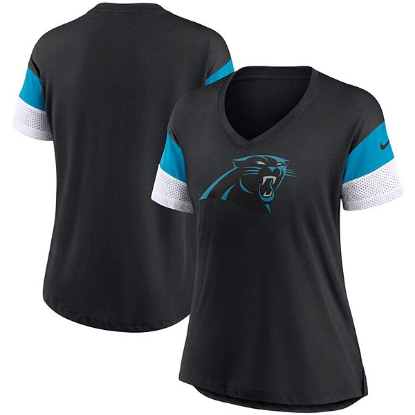 

Женская черная футболка v-neck с логотипом Carolina Panthers Nike