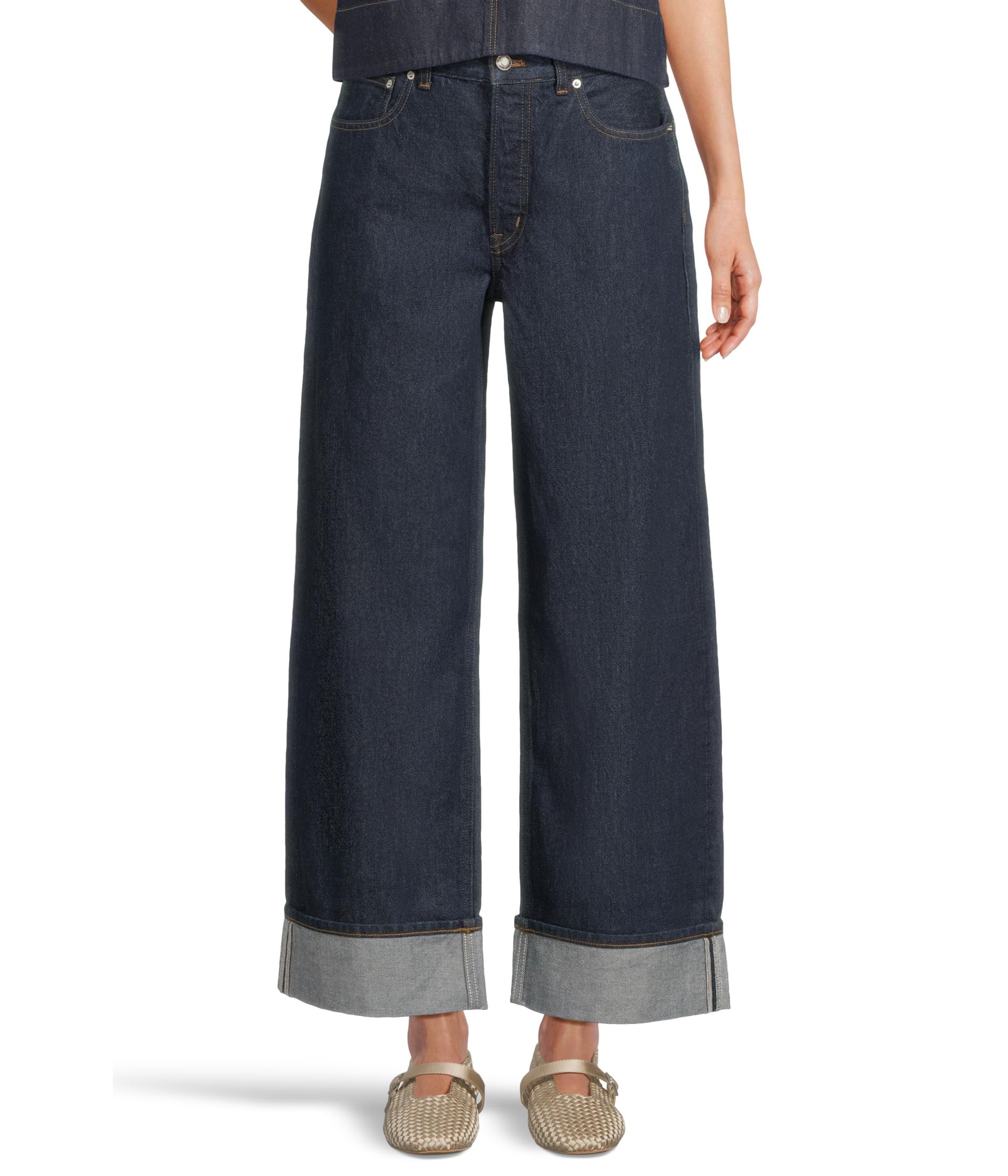 

Джинсы Madewell Low Slung Baggy Rinse With Cuff In Rinse Wash, цвет Rinse Wash