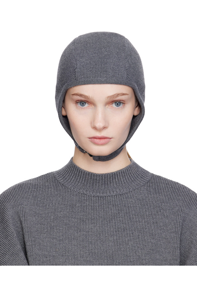 

Jean Paul Gaultier Серая шапка-бини с подвязкой