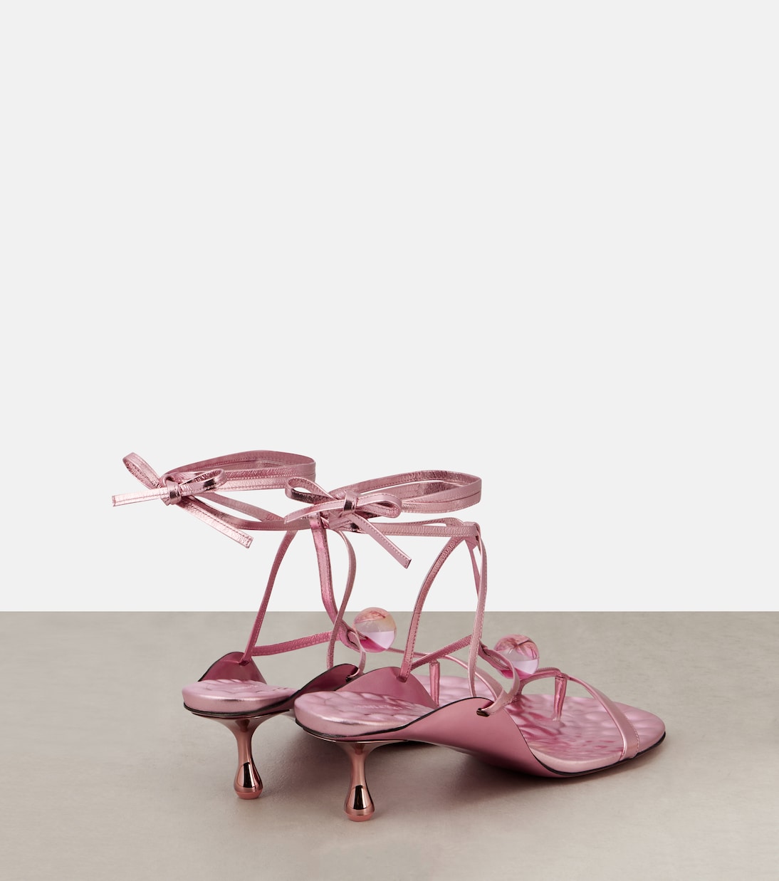 Зыра 50 сандалии из металлизированной кожи Jimmy Choo, Rose/Rose/Rose Mix — фото 2