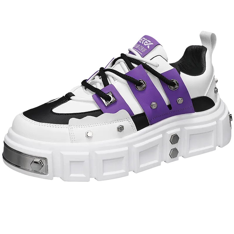 

M.M Party Мужские низкие скейтерские кроссовки бело-фиолетовые, цвет White Purple