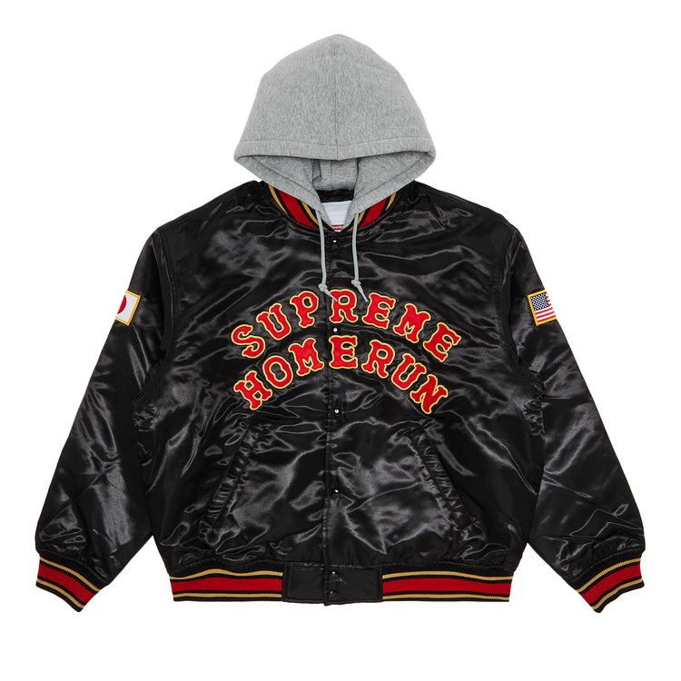 

Куртка Supreme x Homerun Satin Hooded Varsity Jacket, Black