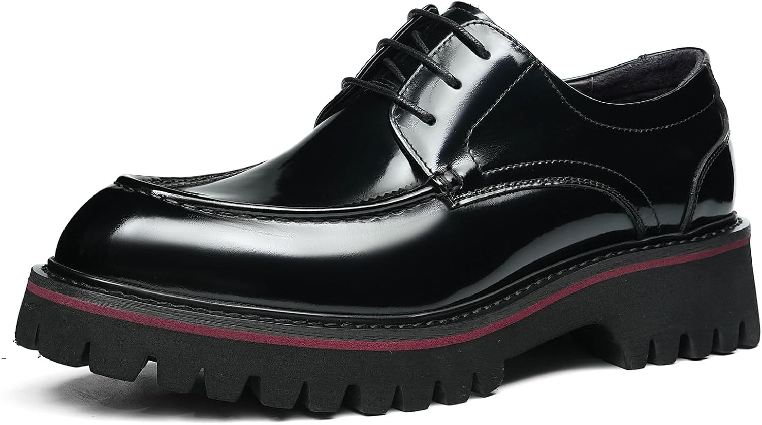 

Мужские туфли дерби с 3 отверстиями для шнурков, носок мокасин, стиль смарт-кэжуал, лакированная кожа, открытая шнуровка, прочные и удобные, модель 23730 Windhana, черный