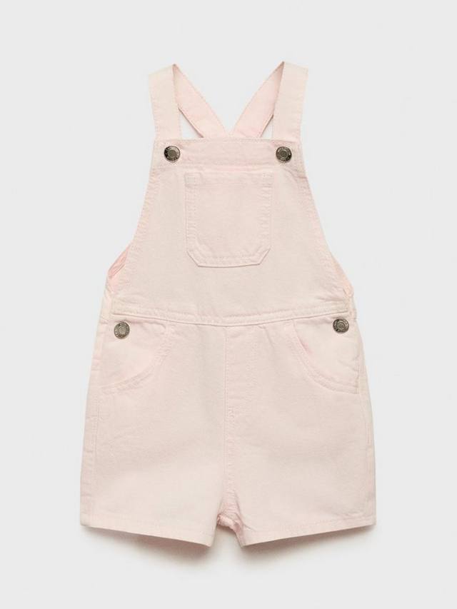 Детские комбинезоны Mila из хлопка с квадратным вырезом и пуговицами Mango, Light Pastel Pink — фото 2