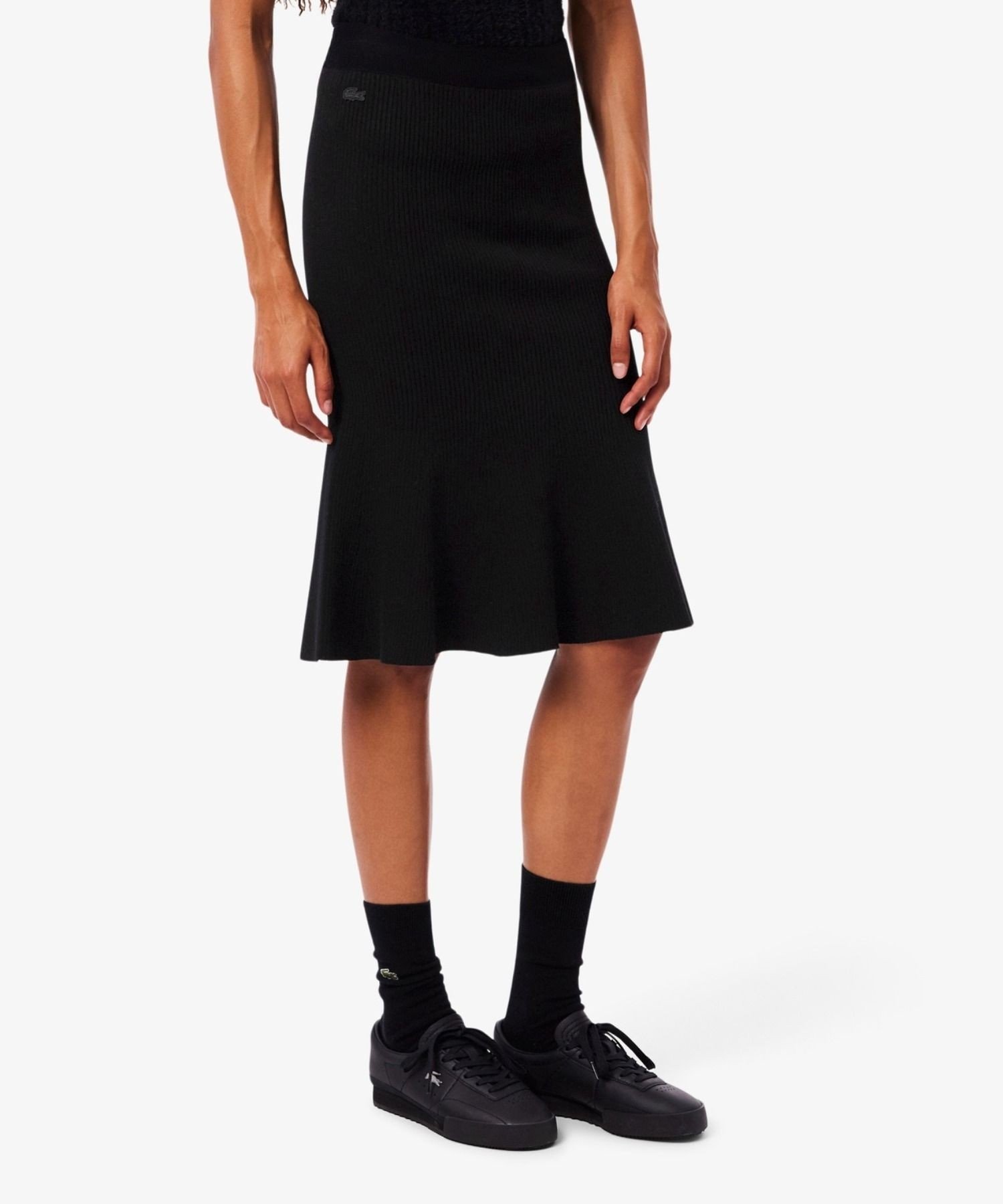 Юбка LACOSTE 3D ребристая трикотажная клеш, Black