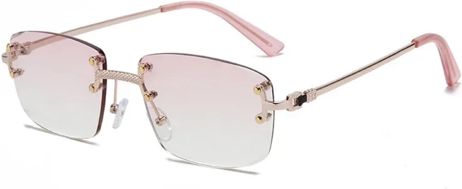 

Солнцезащитные очки с защитой от УФ-излучения UV400 | Без оправы с металлическими заклепками в стиле панк | Для женщин и мужчин, для занятий спортом на открытом воздухе и вождения DSVIGF, Light Pink