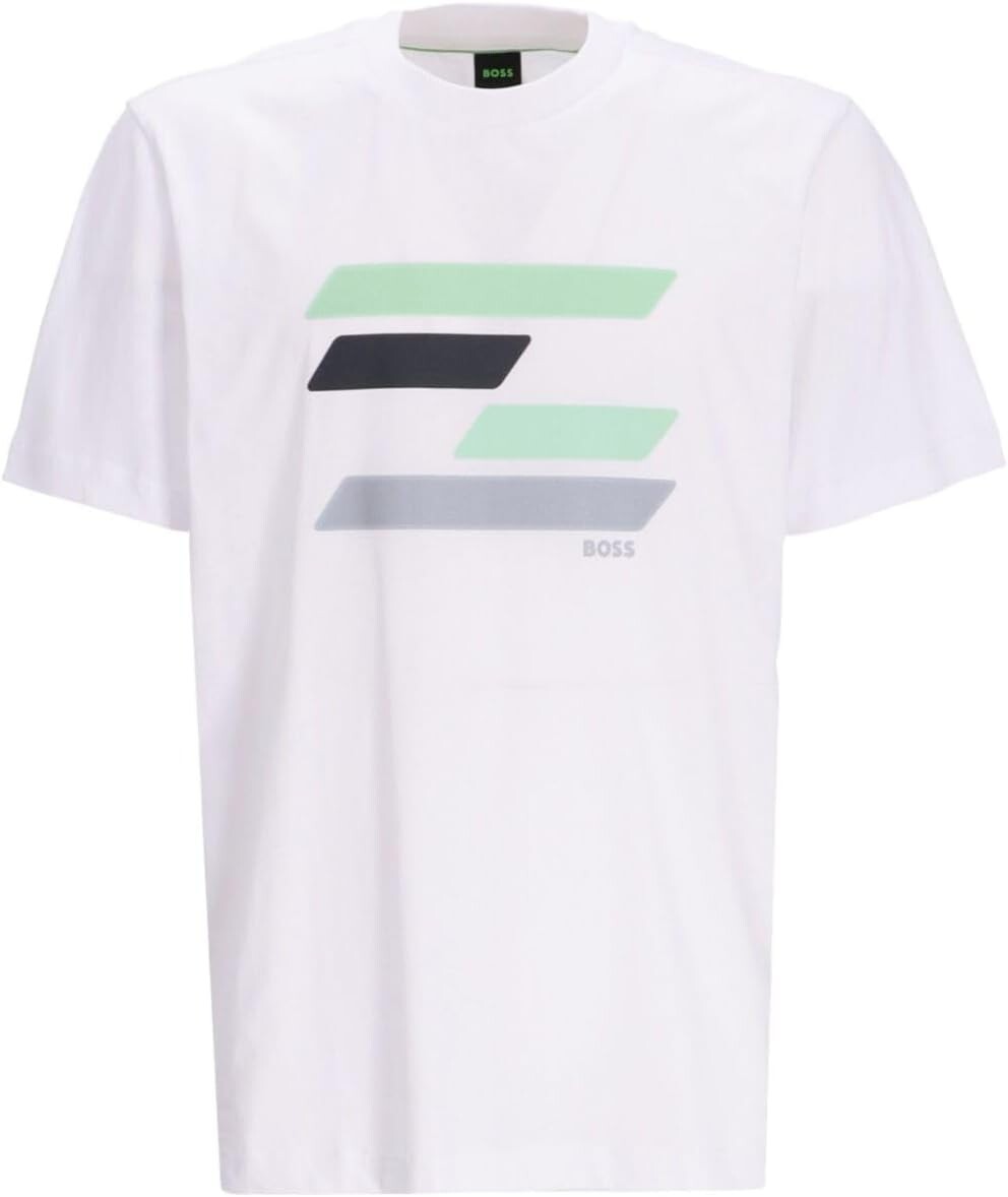 

Мужская футболка Hugo Boss Tee 3 с коротким рукавом и логотипом, белый флаг