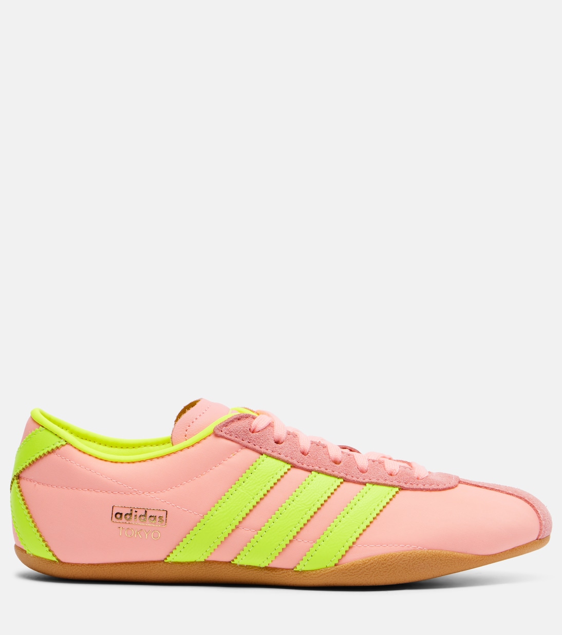 Токио кеды из замши с кожаными вставками Adidas, Glow Pink/Solar Yellow/Gum 3 — фото 4