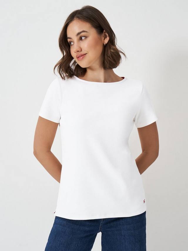

Хлопчатобумажная футболка с круглым вырезом Crew Clothing, белый