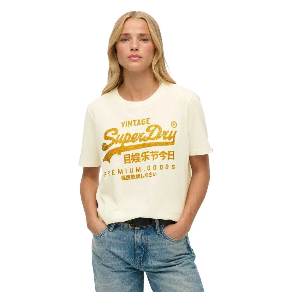 

Футболка с коротким рукавом Superdry Embellished Vl Relaxed Fit, белый