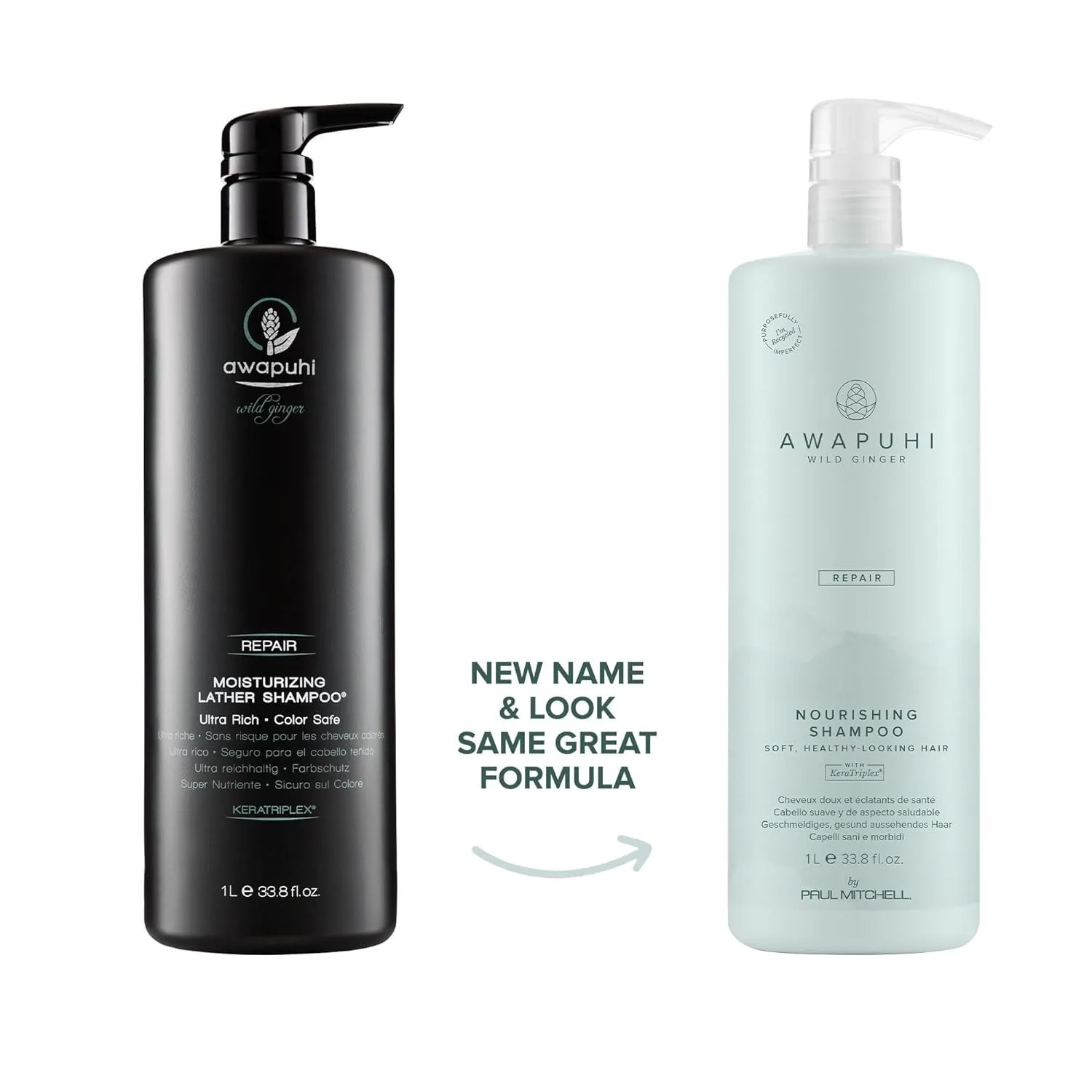 Набор Awapuhi Wild Ginger Paul Mitchell Repair Liter Duo Set, шампунь + кондиционер, для сухих и поврежденных волос. — фото 2