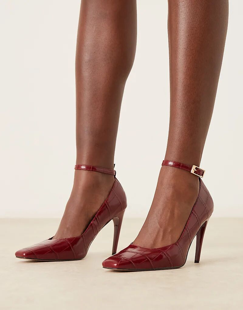 Туфли-лодочки ASOS DESIGN Pippa на высоком каблуке с крокодиловой кожей бордового цвета — фото 3