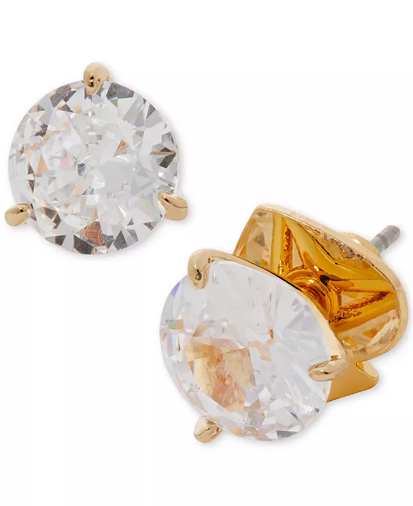 

Блестящие серьги-гвоздики с тремя зубцами, прозрачные/серебряные Kate Spade New York, clear/gold