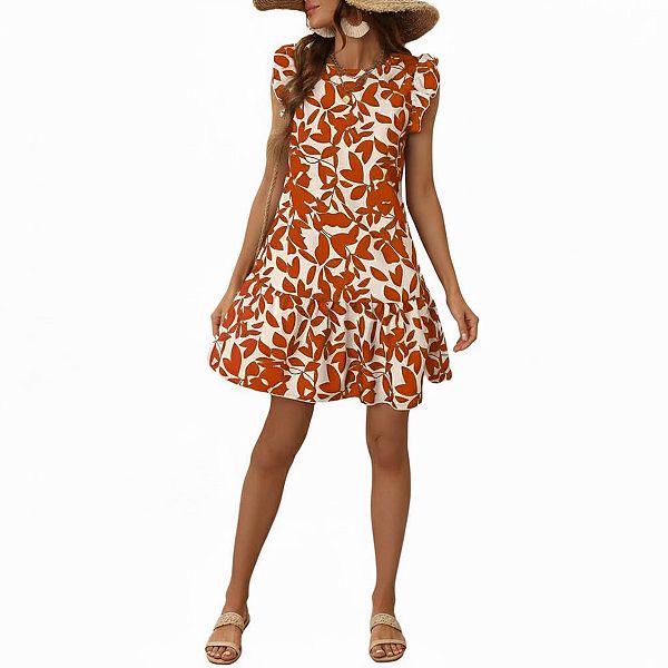 

Свободная футболка с круглым вырезом и принтом Seoria, Orange Print