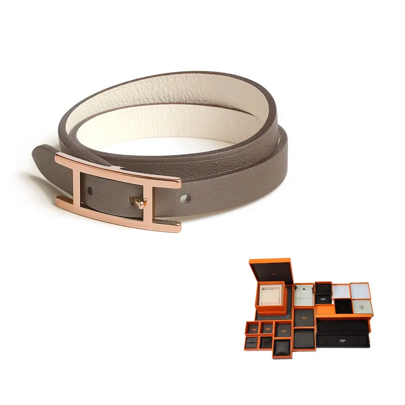 

Браслет Calfskin Wristbands Unisex Gray HERMES