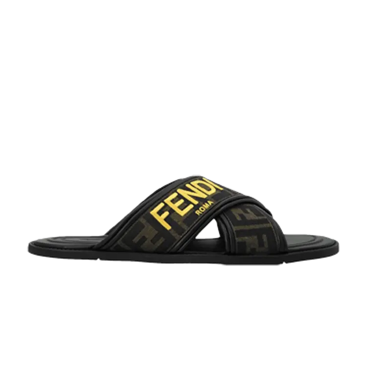 

Кроссовки Fendi FF Motif Fabric Slide Embroidered Logo - Tobacco, коричневый