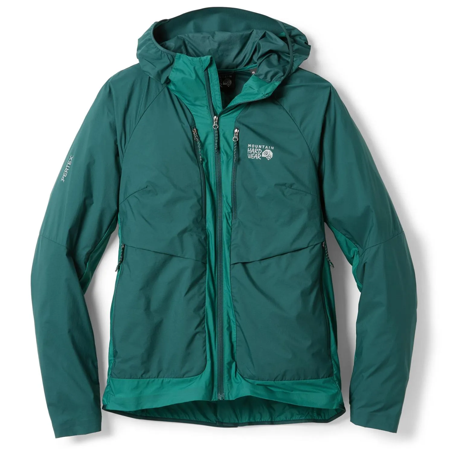 

Kor AirShell Hybrid Hooded Jacket — Женская гибридная куртка с капюшоном Mountain Hardwear, Dark Marsh/Jack Pine