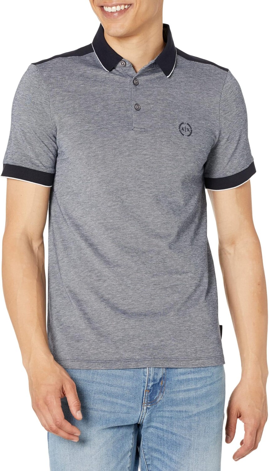 

Рубашка-поло Two-Toned Button-Down Polo Armani Exchange, темно-синий