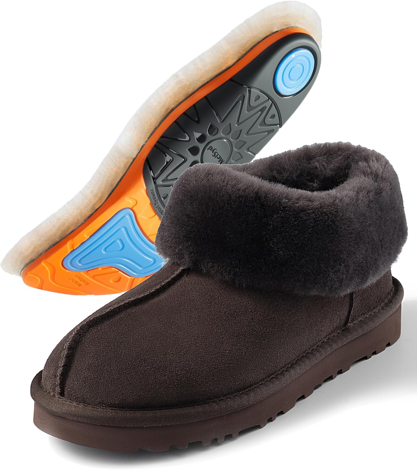 

MelSyd 100 австралийские тапочки из овчины с поддержкой свода стопы - теплые и сверхмягкие термоменюсли-мокасины на каждый день для женщин и мужчин, для дома и улицы Mel&Syd, шоколадный