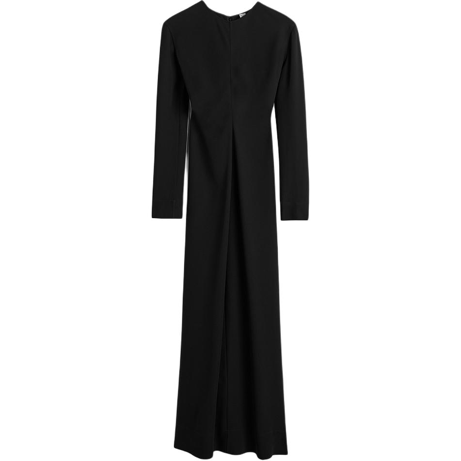 

Платье-макси Totême с круглым вырезом и поясом на талии TOTEME, черный