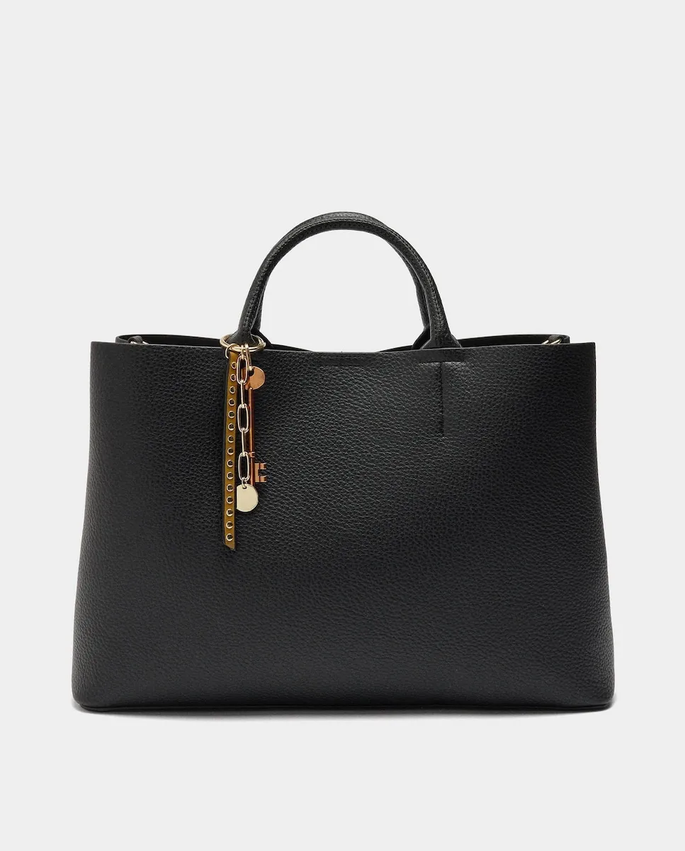 

Женская сумка-портфель для ноутбука 13 дюймов с многофункциональной конструкцией, косметичкой и съемным брелоком, однотонная Parfois, черный