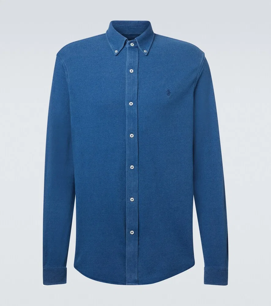 Хлопковая сетчатая рубашка Polo Ralph Lauren, синий
