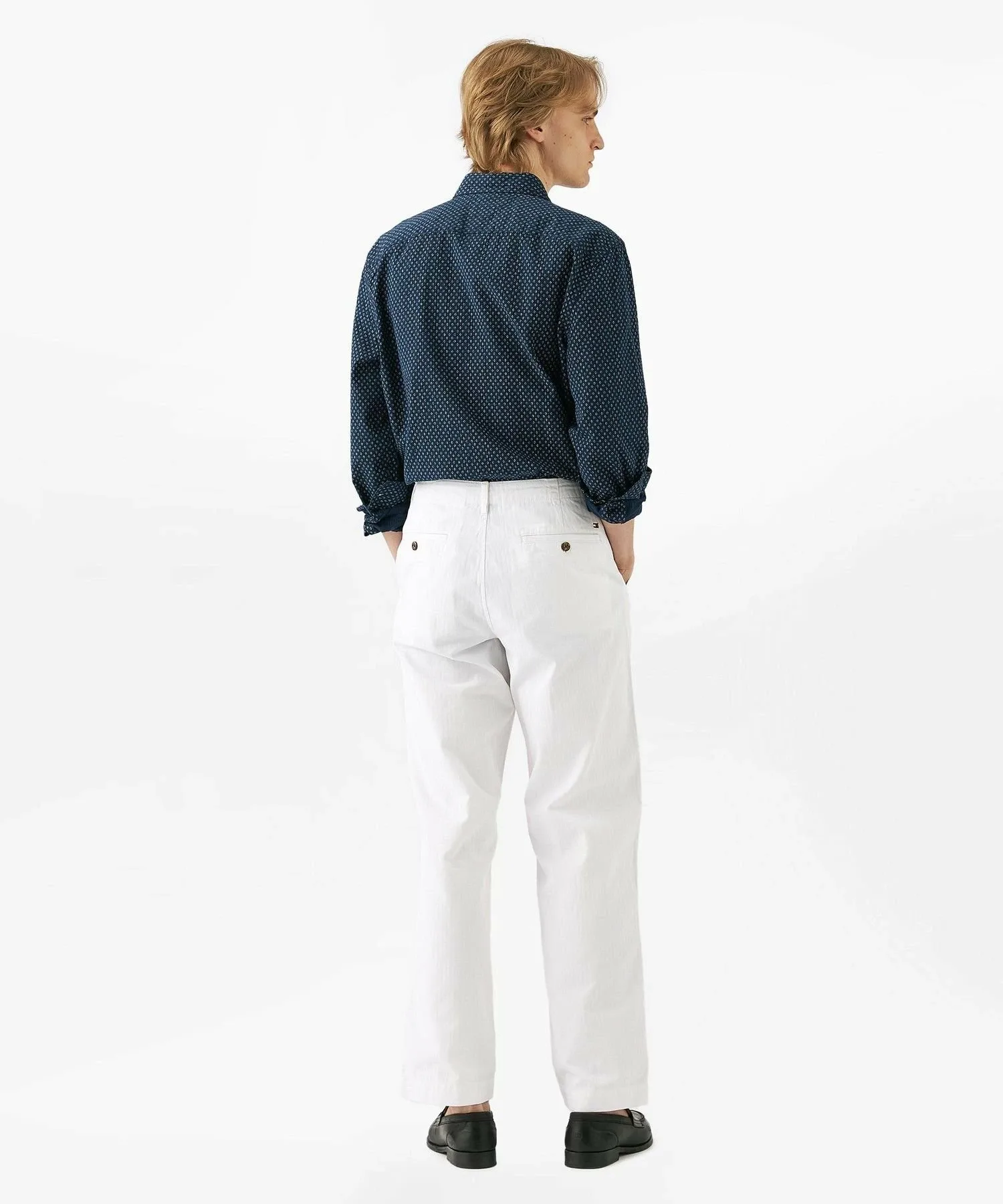 Брюки чинос в елочку TOMMY HILFIGER, White YCF — фото 3