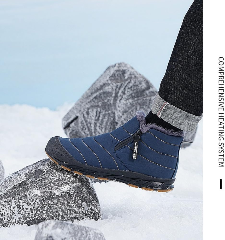 Мужские зимние ботинки Soft time TOY, водонепроницаемые, с флисовой подкладкой, теплые хлопковые, с резиновой подошвой, синий — фото 4