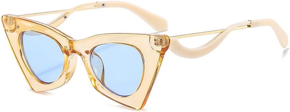 

Солнцезащитные очки «кошачий глаз» для женщин, винтажная металлическая оправа с цветными линзами, солнцезащитные очки для женщин с защитой от УФ-излучения UV400 VFDHN, 6