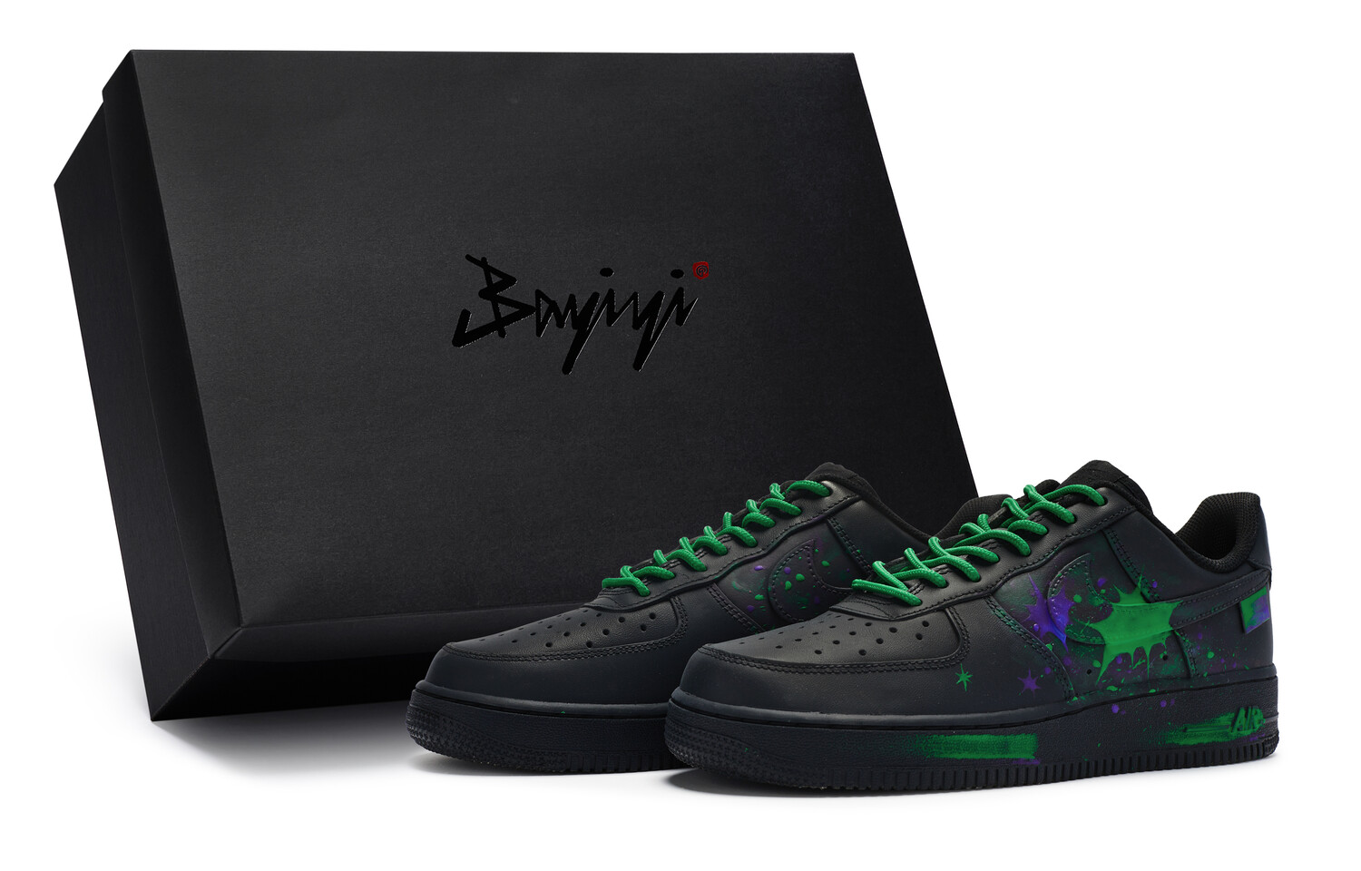 Кроссовки Nike Air Force 1 Skateboarding Shoes Unisex Low-top Green/black, черный/зеленый