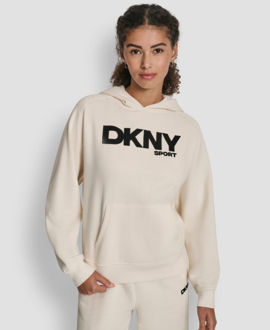 

Женская толстовка с капюшоном и карманом-кенгуру с логотипом Flock DKNY, Eggnog