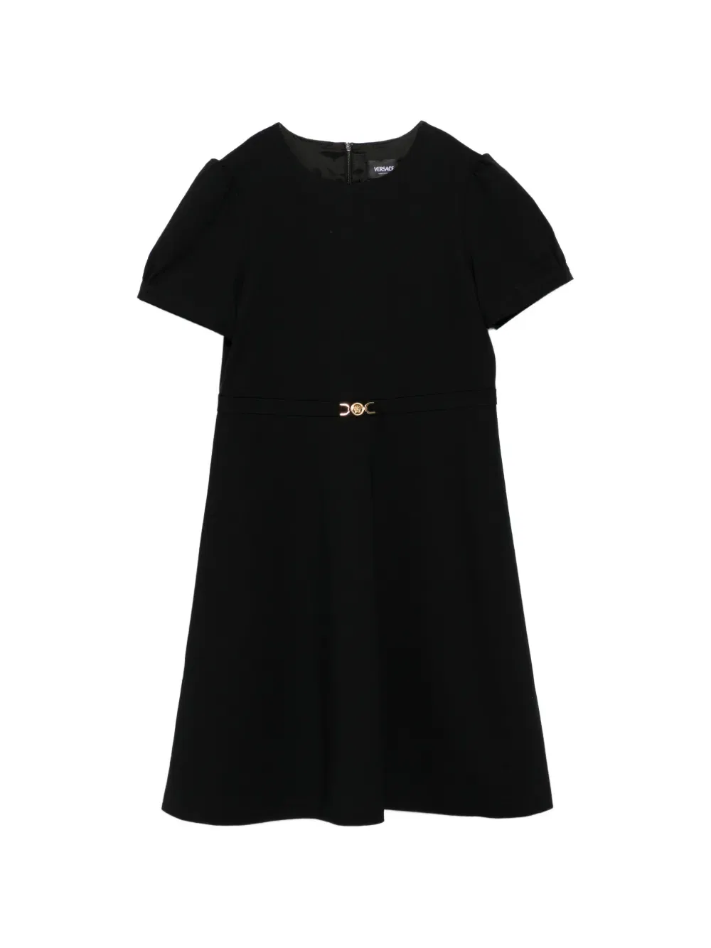 Платье с пышными рукавами и пряжкой Versace Kids, черный