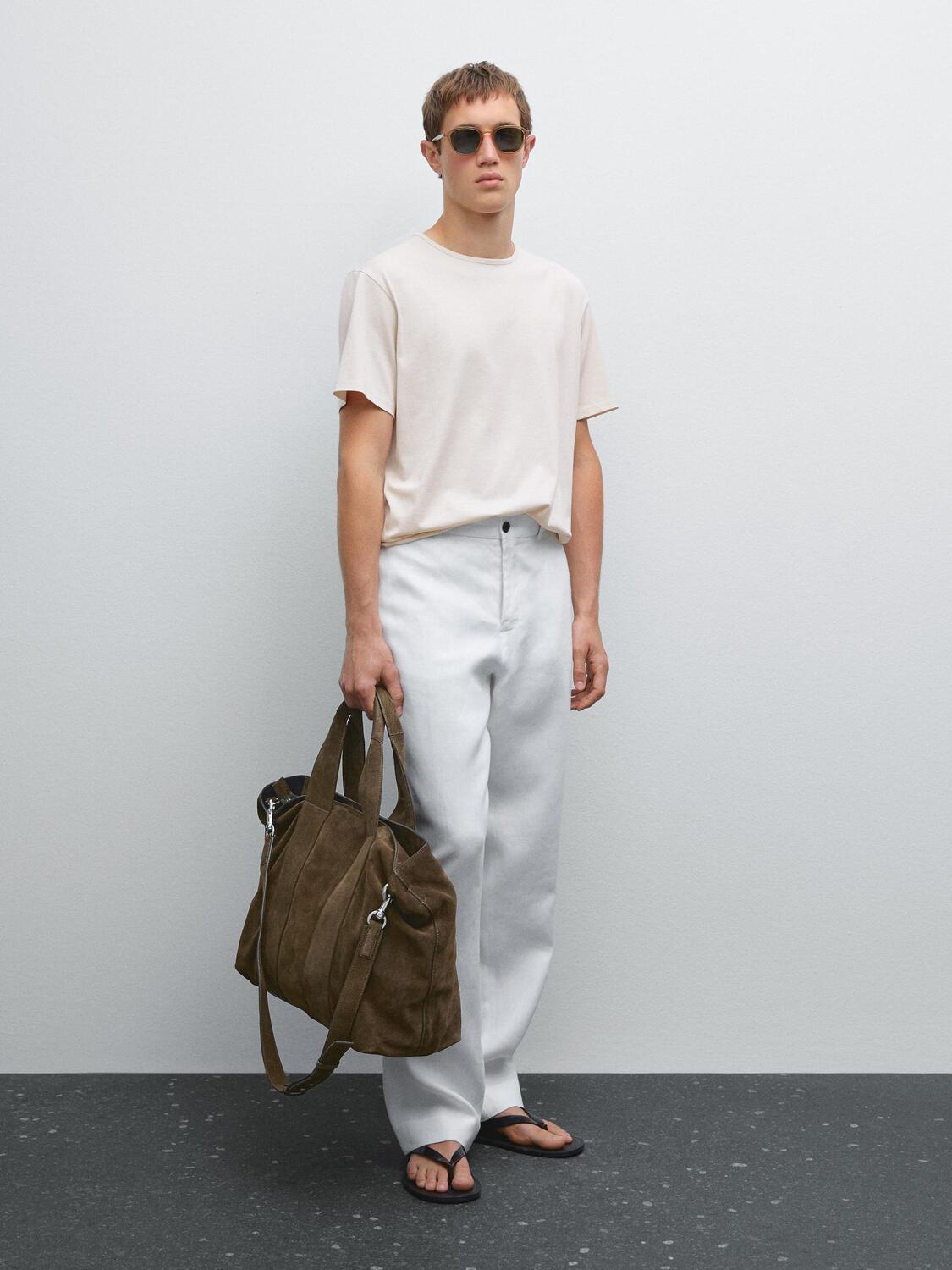 

Легкая футболка из 100% хлопка Massimo Dutti, песочный