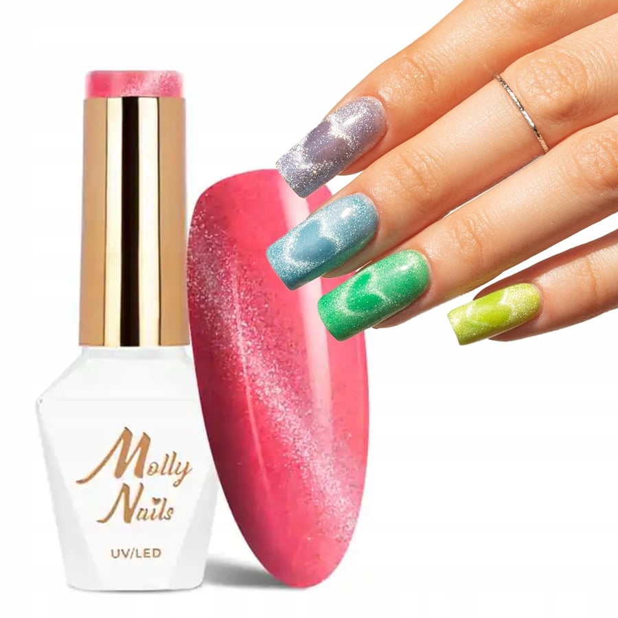 гибридный лак для ногтей Molly Nails NEON FLASH CAT EYE без гема #172 — фото 2