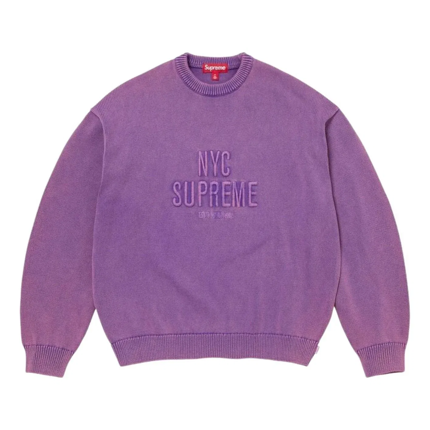 Свитер Supreme SS26 Overdyed Raised Sweater 'Purple' SUP-SS26-217-PUR, фиолетовый