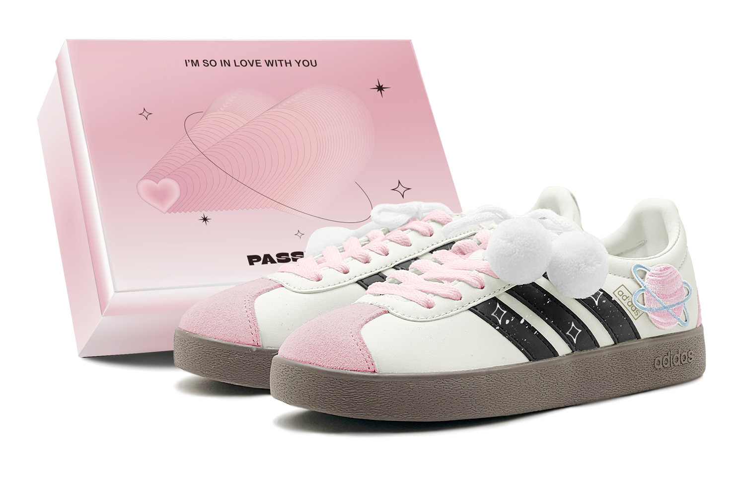 

Adidas Вл Корт Коллекция Лоу топ скейтборд обувь унисекс черный розовый, цвет Black Pink