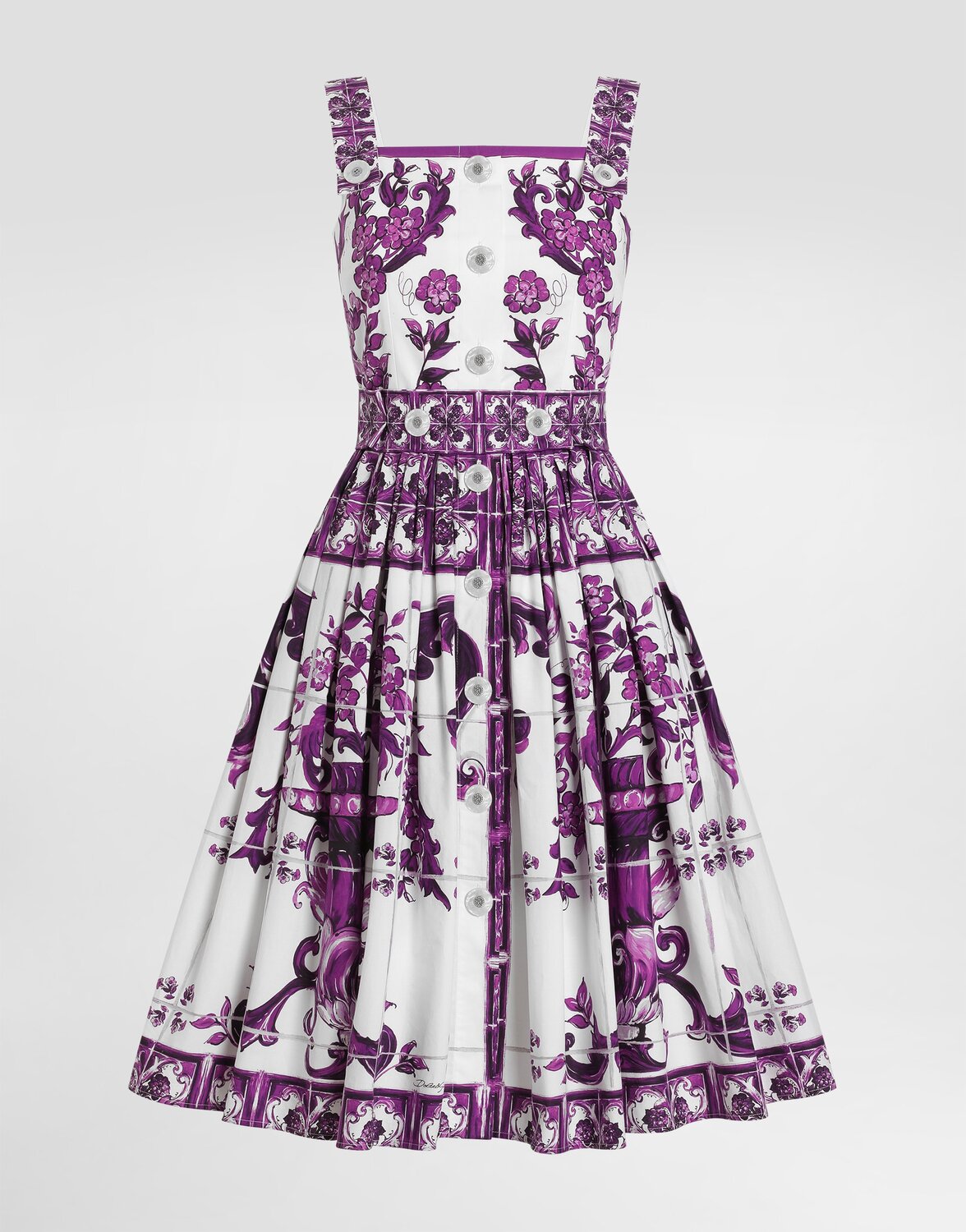 

Платье из поплина с принтом майолика Dolce & Gabbana, мультиколор