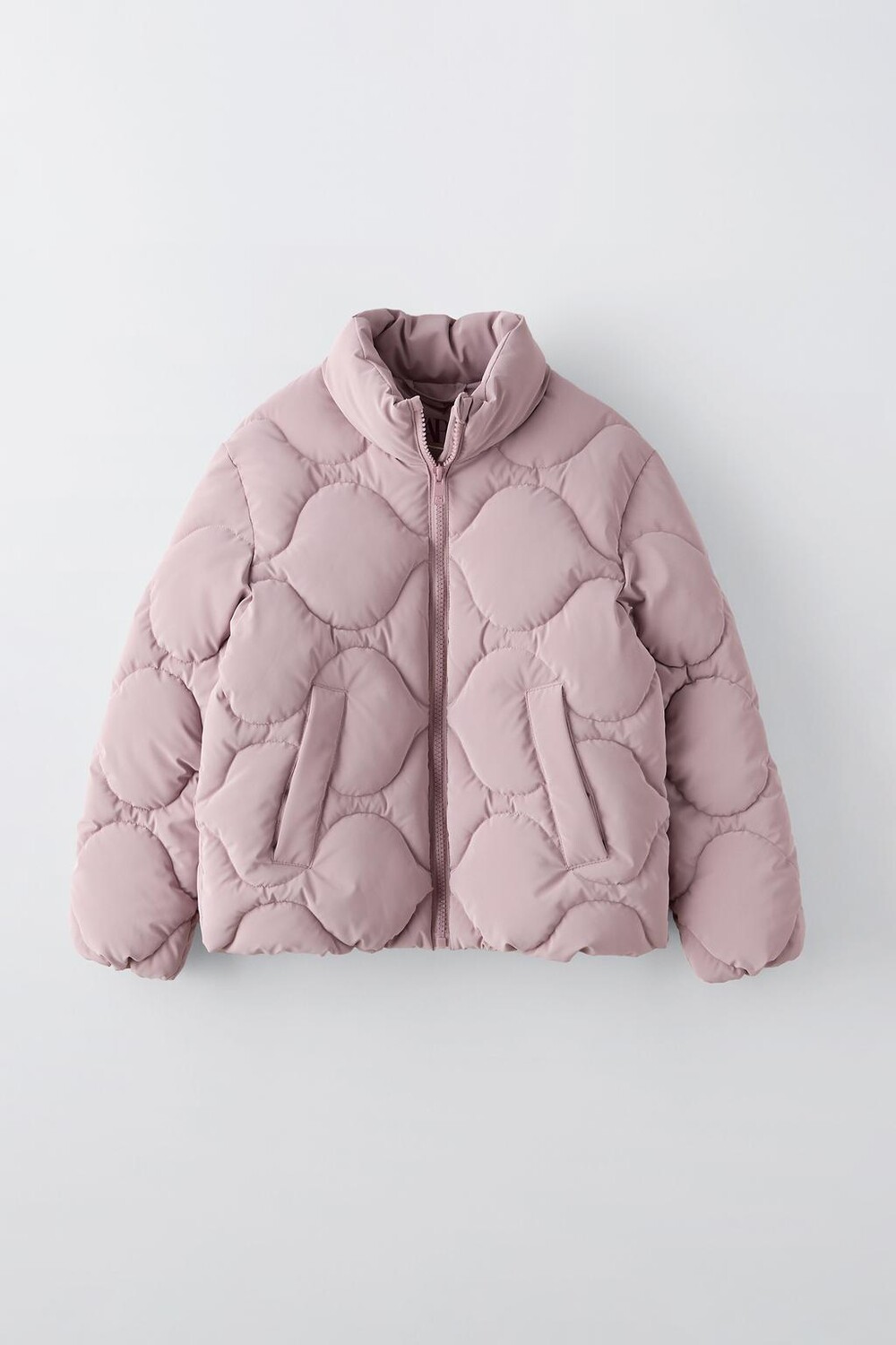 

Пуховик с прорезиненными деталями ZARA, мел розовый