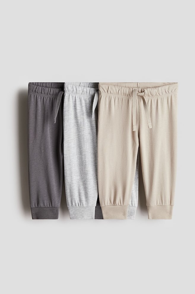 

Комплект из 3 спортивных брюк из хлопкового джерси H&M, бежевый