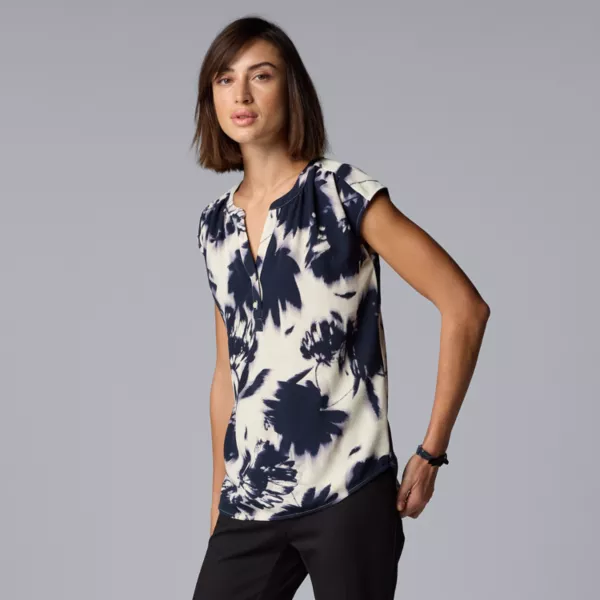 

Женский топ-доска-поповер Simply Vera Vera Wang, цвет beige navy floral